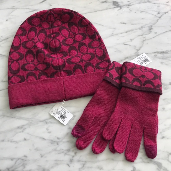 REDUCED - Coach Knit Hat & Gloves - Picture 1 of 6